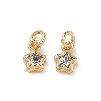Brass Micro Pave Clear Cubic Zirconia Charms KK-P355-13G-1