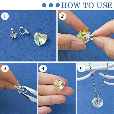 Anti-Tarnish Rhodium Plated 925 Sterling Silver Micro Pave Cubic Zirconia Pendant Bails STER-P034-13P-1