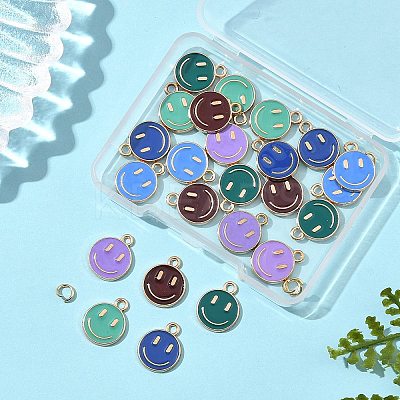 24Pcs 6 Colors Alloy Enamel Charms ENAM-FP0001-65-1