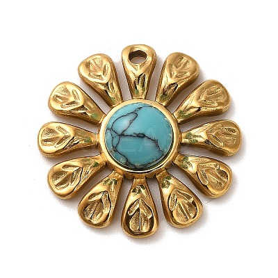 Synthetic Turquoise Flower Pendants STAS-R009-05G-06-1