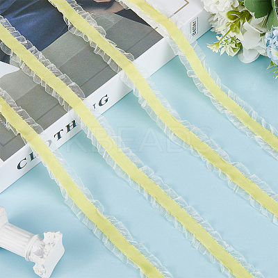 10 Yards Polyester Pleated Lace Trim OCOR-WH0080-93B-1