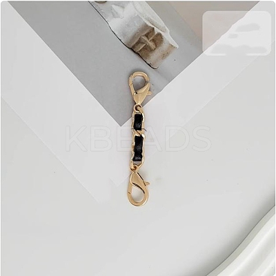 Black PU Leather Alloy Crub Chain Purse Strap Extenders for Purse Making FIND-WH20026-019B-1