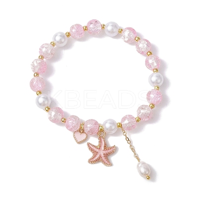 2Pcs 2 Color Glass Round Beaded Stretch Bracelets Set BJEW-JB09752-1
