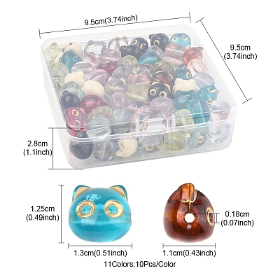 110Pcs 11 Colors Transparent Acrylic Beads MACR-FS0002-07-1