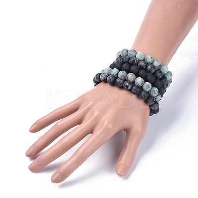Natural Gemstone Beads Stretch Bracelets BJEW-JB04168-1