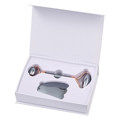 Natural Terahertz Stone Facial Rollers and Gua Sha Set G-B008-01RG-1