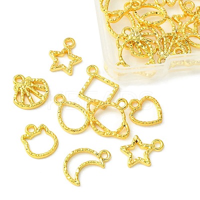 32Pcs 8 Styles Zinc Alloy Open Back Bezel Pendants PALLOY-FS0001-02-1