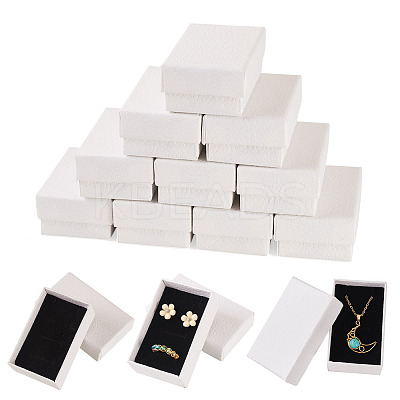 Litchi Textured Paper Jewelry Ring Earrings Storage Boxes CON-TAC0001-22B-1