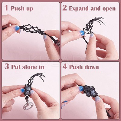 4Pcs  Macrame Fringe Braided Keychain AJEW-SW00014-05-1