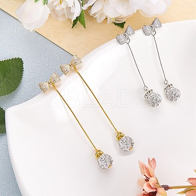 2Pairs 2 Color Brass Micro Pave Cubic Zirconia Earring Findings with Loop DIY-SZ0008-41-1