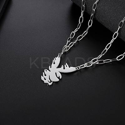 Fashionable Hip-hop 304 Stainless Steel Thorn Rabbit Pendant Necklaces for Women's Daily Wear QJ4694-1