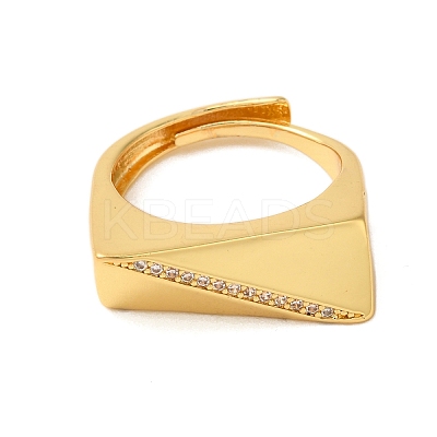 Brass Micro Pave Clear Cubic Zirconia Adjustable Rings for Women RJEW-A048-10G-1