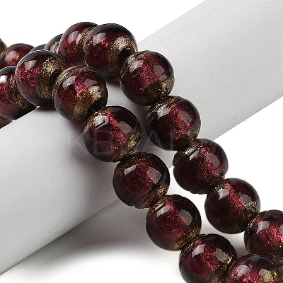 Handmade Gold Sand Lampwork Beads Strands LAMP-P062-01B-1