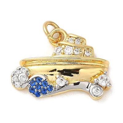 Rack Plating Brass Micro Pave Cubic Zirconia Pendant KK-Q795-14-1