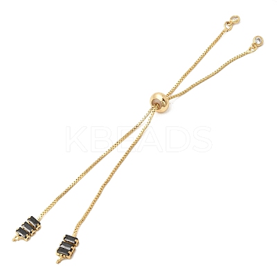 Brass Pave Cubic Zirconia Box Chain Slider Bracelet Making MAK-K024-02G-02-1