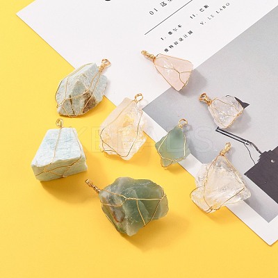 Rough Raw Natural Gemstone Pendants PALLOY-JF00506-1
