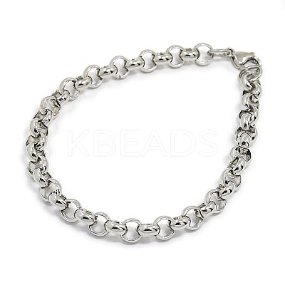 Tarnish Resistant Fashionable 304 Stainless Steel Cable Chain Bracelets STAS-A028-B085P-1