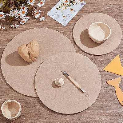 3Pcs 3 Styles Medium Density Fiberboard (MDF) Portable Clay Wedging Board with Built AJEW-UN0002-18-1