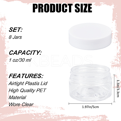 8Pcs Transparent Plastic Empty Portable Facial Cream Jar CON-CP0001-015A-1