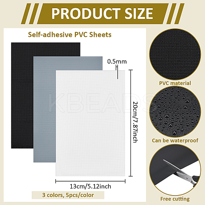 15Pcs 3 Colors Self-adhesive PVC Sheets DIY-BC0016-68-1
