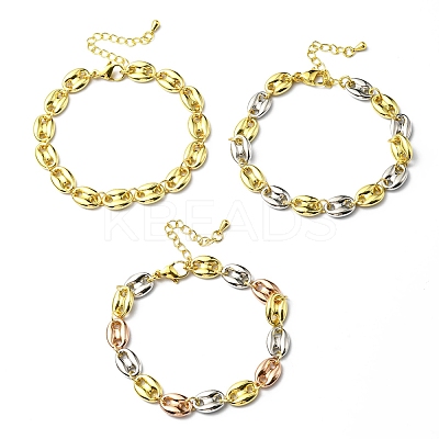 Rack Plating Brass Coffee Bean Chain Bracelet for Women RJEW-D078-08-1