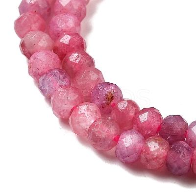 Faceted Rondelle Natural Red Tourmaline Bead Strands G-F289-45-1