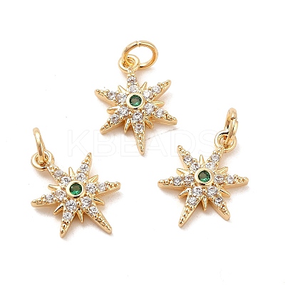 Rack Plating Brass Micro Pave Cubic Zirconia Pendants KK-E081-10G-1