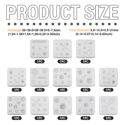 13Pcs 13 Styles Nail Art Silicone Molds SIMO-TA0001-17-1