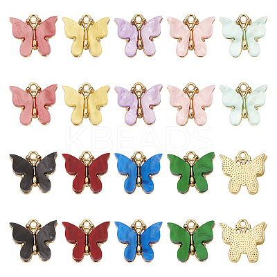 54Pcs 9 Colors Acrylic Alloy Pendants MACR-TA0001-60-1