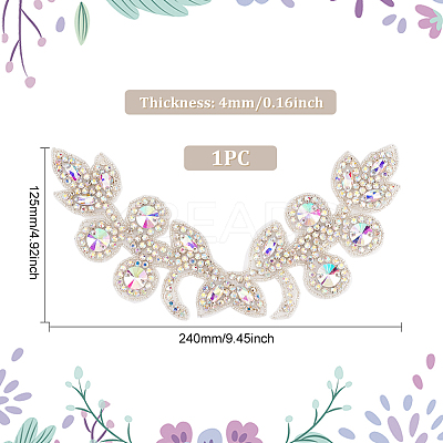 Flower Pattern Rhinstone Appliques AJEW-FG0002-40B-1