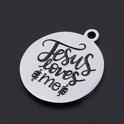 Non-Tarnish 201 Stainless Steel Etched Pendants STAS-N090-JN802-1