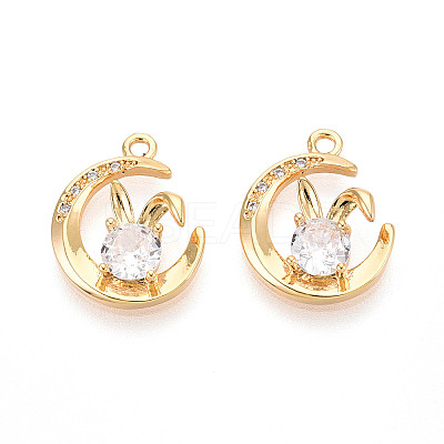 Brass Micro Pave Cubic Zirconia Pendants KK-N263-49G-1