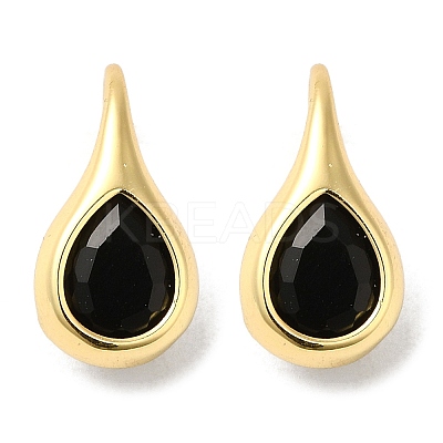 Rack Plating Real 18K Gold Plated Brass Teardrop Dangle Earrings EJEW-B034-03G-1