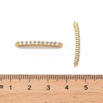 Brass Micro Pave Clear Cubic Zirconia Curved Rectangle Connector Charms KK-H515-14G-1