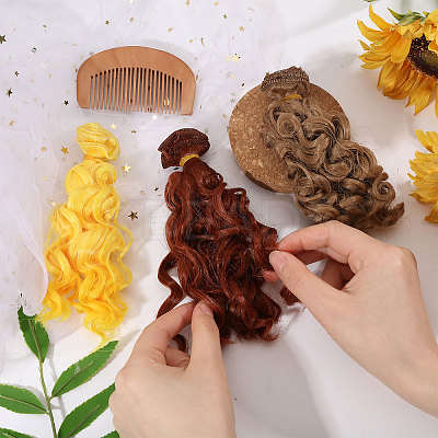3Pcs 3 Colors PP Doll Wig Long Curly Hair DIY-GL0006-22-1