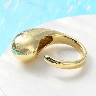 Rack Plating Brass Teardrop Open Cuff Ring for Women RJEW-A016-03G-1