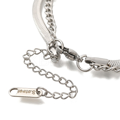 201 Stainless Steel Double Layer Snake Chain Necklaces STAS-B076-02P-1