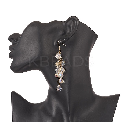 Glass Teardrop Cluster Dangle Earrings EJEW-JE05215-01-1