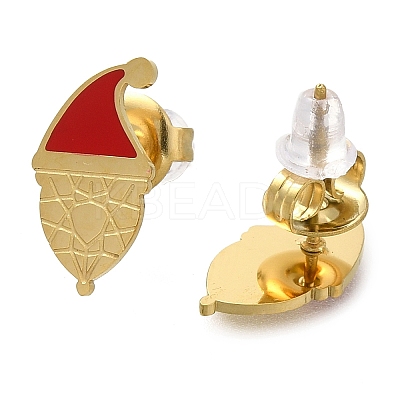 Ion Plating(IP) 304 Stainless Steel Enamel Stud Earrings EJEW-I316-03G-07-1