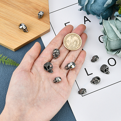 10Pcs 5 Style Retro 304 Stainless Steel European Beads STAS-DC0001-86-1