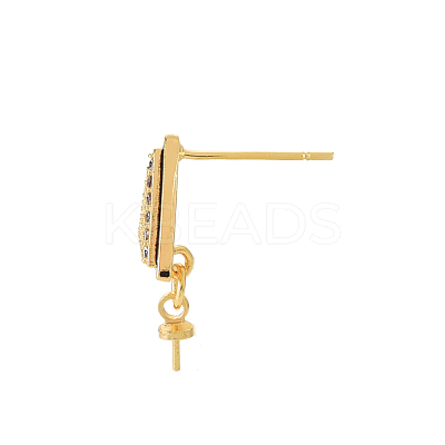 Brass Micro Pave Clear Cubic Zirconia Stud Earring Findings KK-N233-130-NF-1