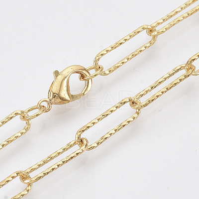 Brass Textured Paperclip Chain Necklace Making MAK-S072-02B-G-1