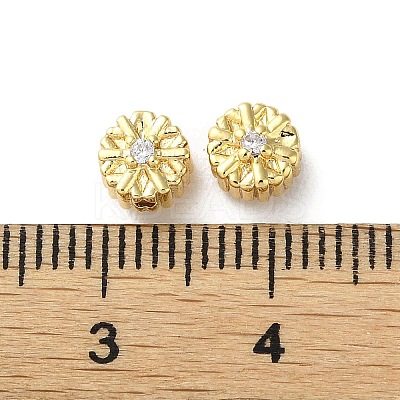 Brass Micro Pave Clear Cubic Zirconia Beads KK-P256-12G-1