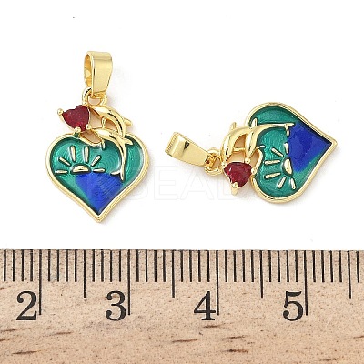 Brass Micro Pave Cubic Zirconia with Enamel Pendants KK-Z134-03G-01-1