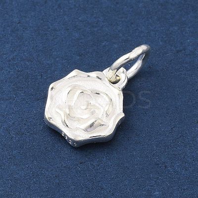 925 Sterling Silver Flower Charms with Jump Rings and 925 Stamp STER-M021-02S-02-1