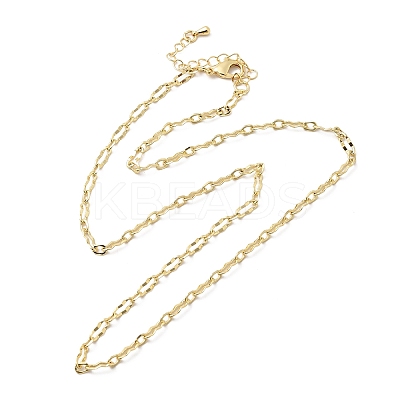 3MM Brass Textured Oval Link Chain Necklaces for Women Men NJEW-F355-01G-1