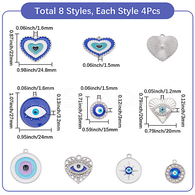 32Pcs 8 Styles Alloy Enamel Pendants ENAM-SC0006-67-1