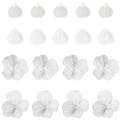 40Pcs 4 Styles Iron Etched Metal Embellishments Pendants IFIN-CJ0001-81-1