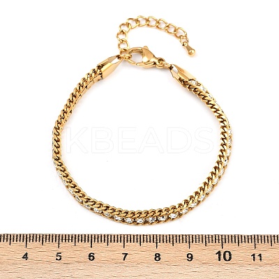304 Stainless Steel Curb Chain Bracelets for Women BJEW-G747-05G-1