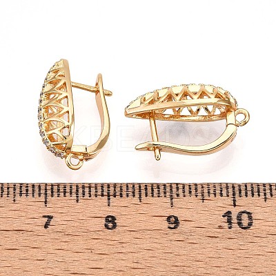 Brass Micro Pave Cubic Zirconia Hoop Earring Finding KK-N261-43G-1